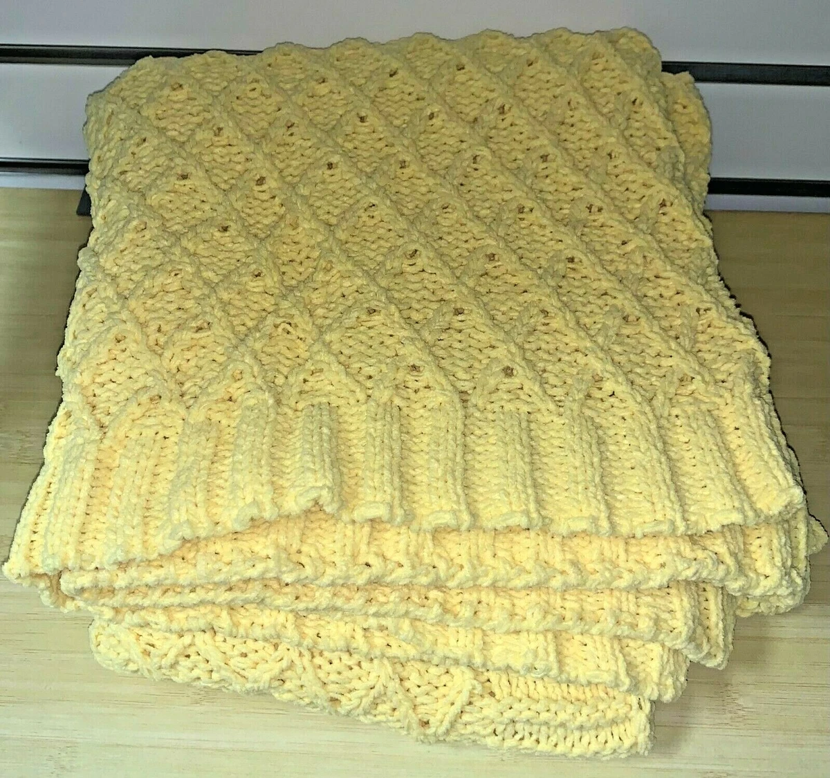 DKNY Crosswalk Golden Yellow Polyester Knitted Throw Blanket 50