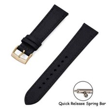 Waterproof Sailcloth & Genuine Leather Watch Strap 18mm 20mm 22mm Quick Release