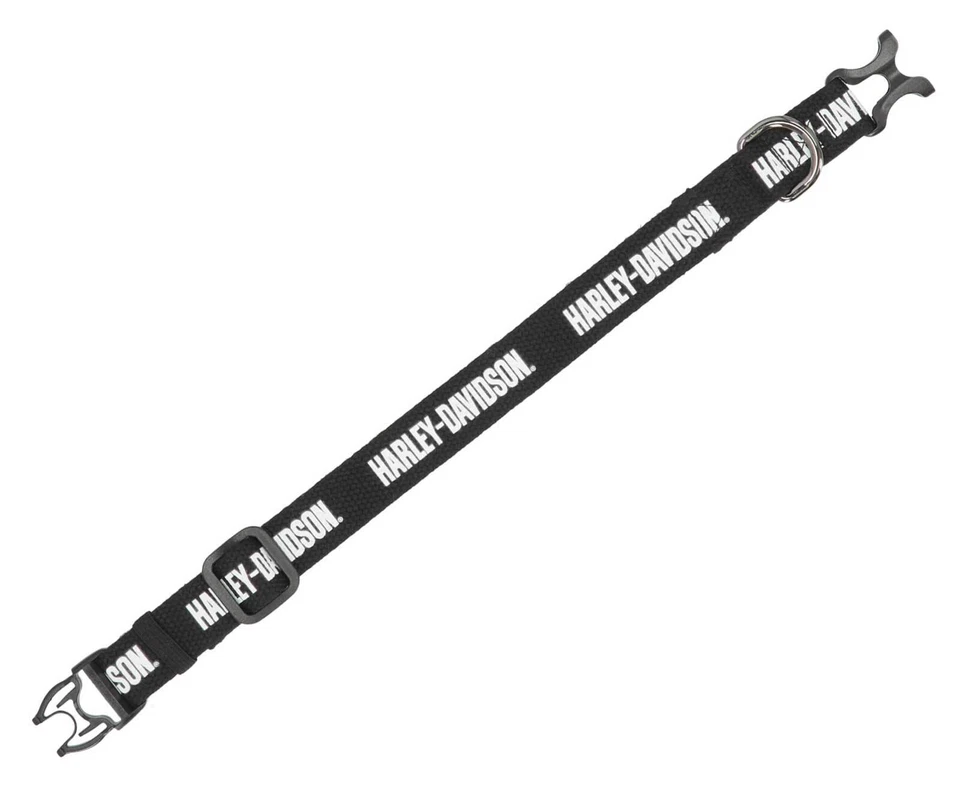 Harley-Davidson Cotton Webbing H-D Text Adjustable Pet Collar – Black/White - Image 2 of 2