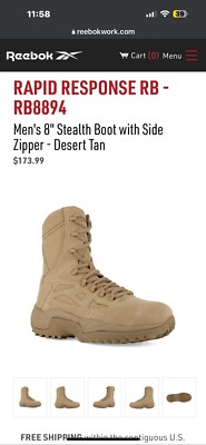 Reebok Mens Desert Tan Suede Tactical Boots Rapid Response 