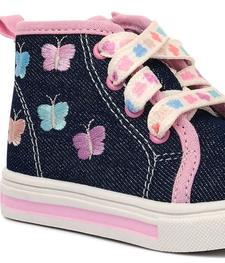 Wonder Nation Baby Girl SIZE 6 (18 months Butterfly High Top Sneakers COLOR BLUE - Picture 4 of 13