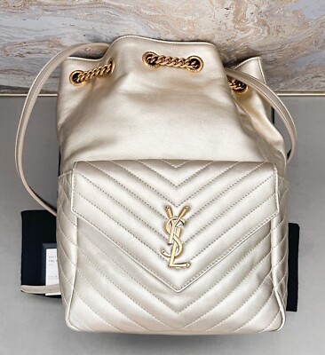 Saint Laurent Matelasse Monogram Joe Gold Lambskin Leather  display picture 2