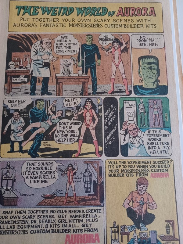 MONSTERSCENES AURORA Models Ad FRANKENSTEIN THE VICTIM PAIN PARLOR DRDEADLY 1971
