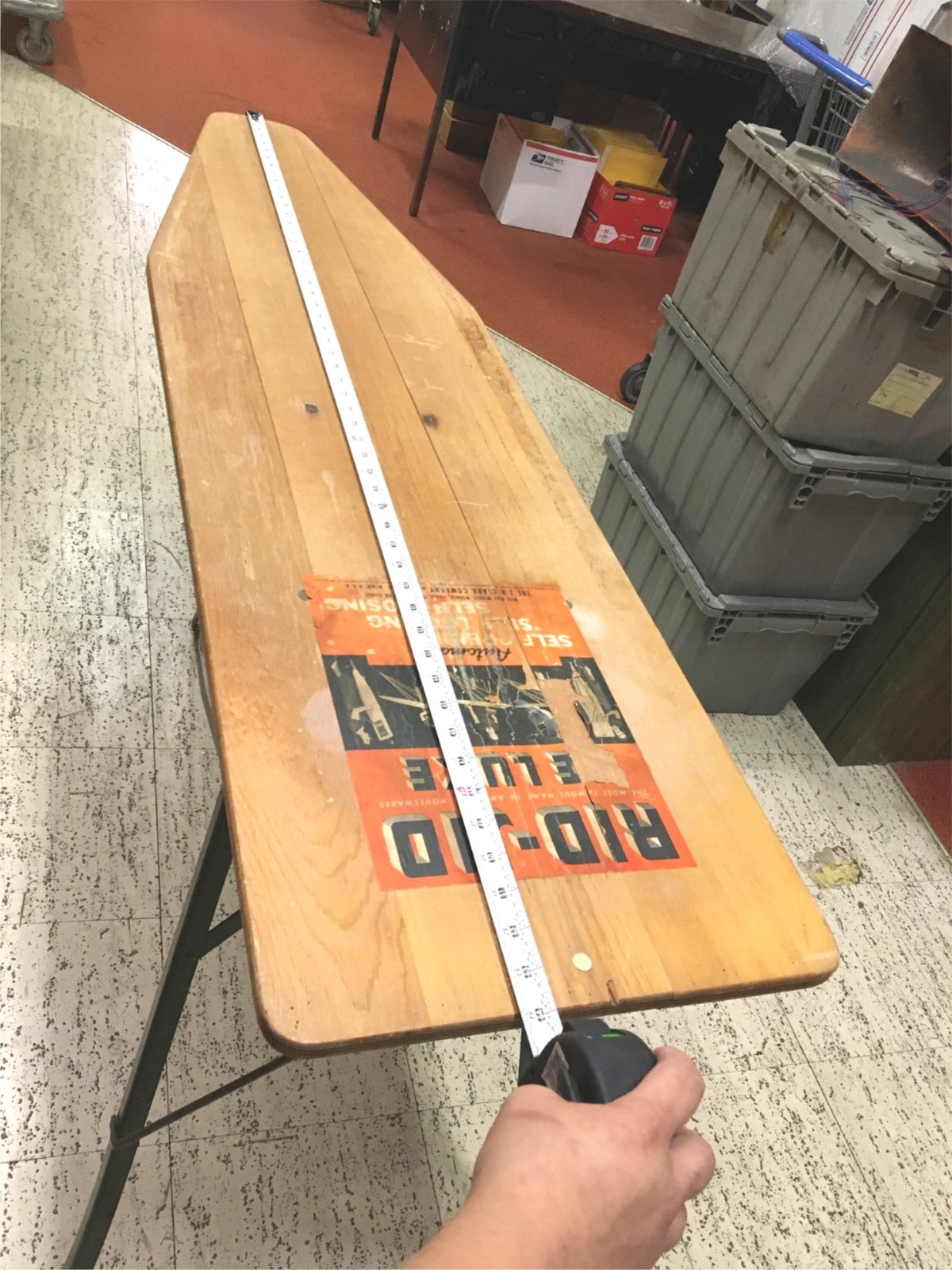 Vtg JR Clark Company RIDJID Deluxe Wooden Metal Folding Ironing Board