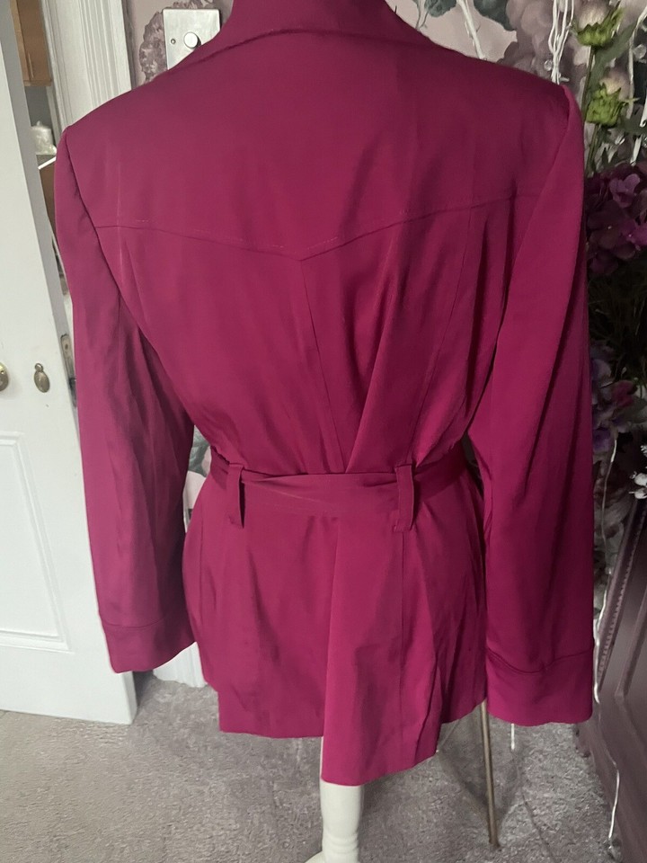 W Raspberry Pink Ladies Belted Coat Fully Lined Size 16 eBay