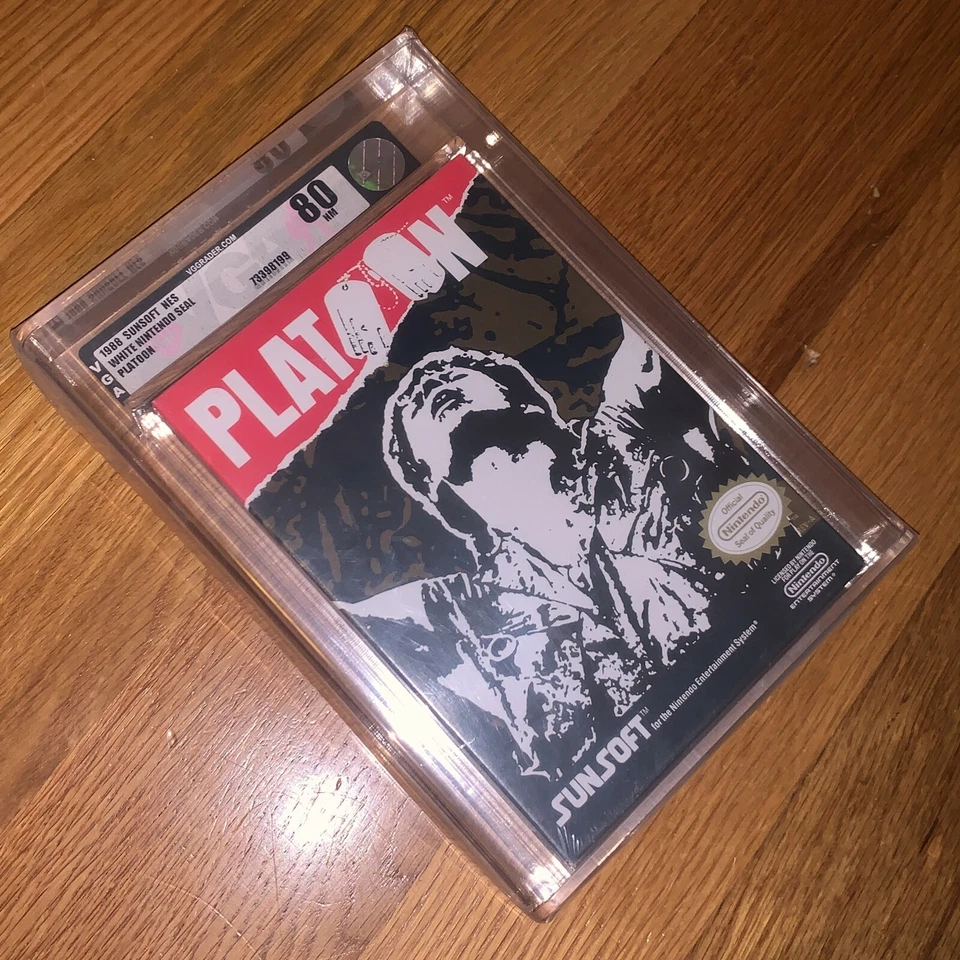 Brand New NES Platoon Factory Sealed H-Seam VGA 80 NM Silver Graded Game in Box - Image 3 of 4