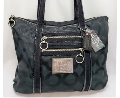 Coach Vintage Signature Poppy Op Art Glam Tote Black #13826 | eBay