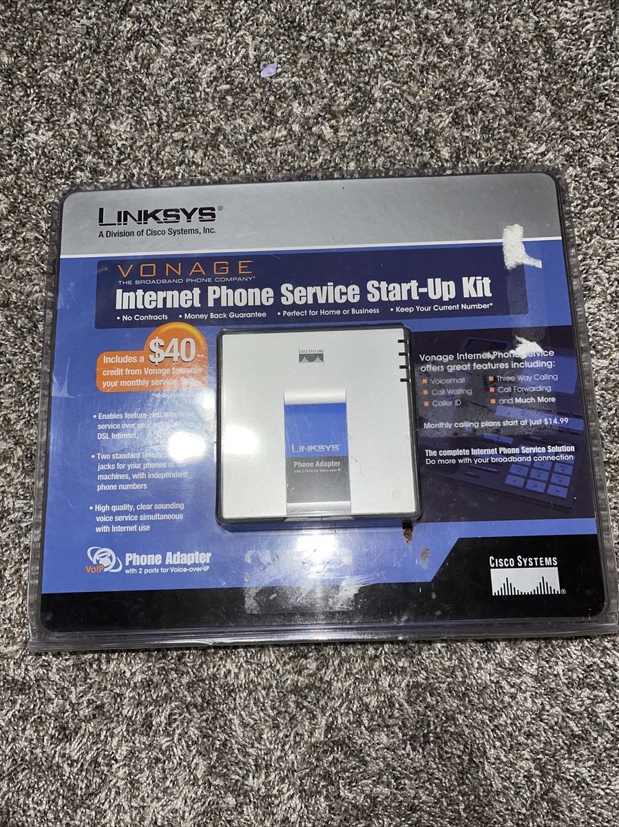 NEW* -Linksys- PAP2 Vonage internet phone service start-up kit 