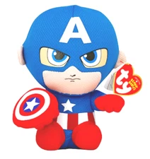 NEW Marvel TY Beanie Babies CAPTAIN AMERICA - 8" Plush