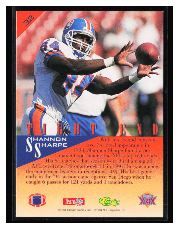 1995 Classic NFL Experience #32 Shannon Sharpe | eBay