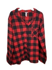 Wondershop Red Black Buffalo Plaid Flannel Pajama Top Button Front Men  s M