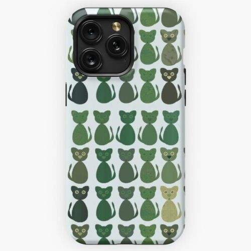 NEW Design Multiple Green Cats Design Phone Cover iPhone Samsung Tough Case - Afbeelding 1 van 1