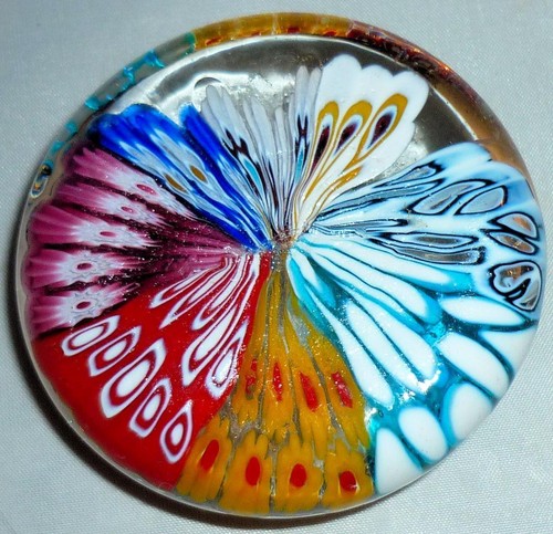 PRETTY SMALL VINTAGE RETRO ART GLASS MULTICOLOURED PAPERWEIGHT - Picture 3 of 8