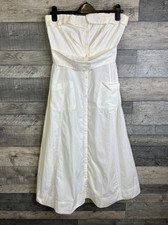 Free People Midi Dress Size Medium Ivory Redone Shirt Button Up Strapless Boho