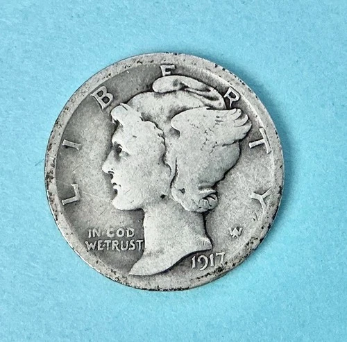 1917 S   FINE. SILVER MERCURY DIME