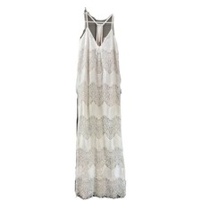 Alice Olivia Raine White Crochet Lace Maxi Dress M Racerback Straps V Neck