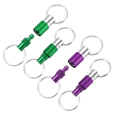 4 Pack Quick Release Keychain Detachable Swivel Keychain, Green/Purple
