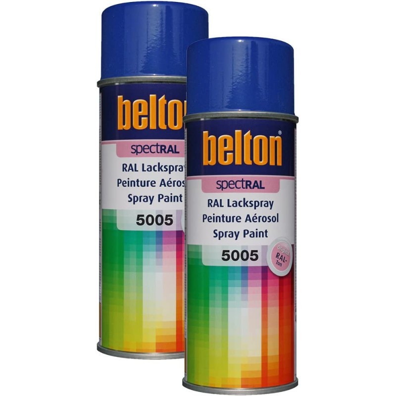 Bombe de peinture Belton Spectral RAL 5005 lot de 2 aérosols bleu de sécurité 400ml