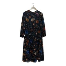 Weekend Women's Dark Floral Midi Maxi Dress Smocked Modest Size Small Long