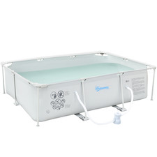 Image of Steel Frame Pool Set 292x190x75cm Filter Pump Rust Resistant Grey