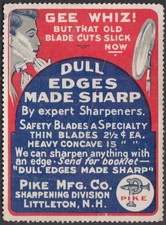 Gee Whiz Dull Edges Made Sharp Pike Razor Blade Sharpener Cinderalla Stamp