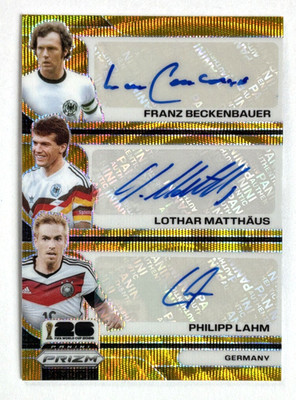 2026 Prizm FIFA Trio Signatures Gold Wave 2/2 Beckenbauer Matthaus Lahm Germany