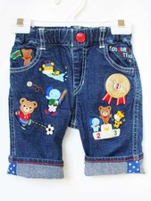 MIKI HOUSE Boys 3/4 Length Pants Indigo Blue 90cm Used Kids Clothing