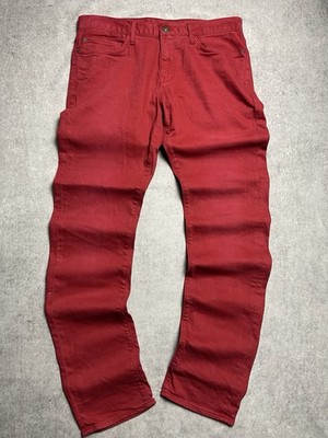 Tommy Hilfiger Herren Jeans Rot Straight Denim Baumwolle Five-Pocket W34 L34