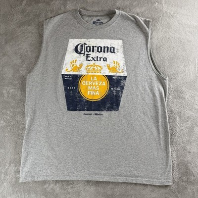 Corona Extra Cancun Gray Sleeveless Shirt Size 2XL Distressed Weathered Logo