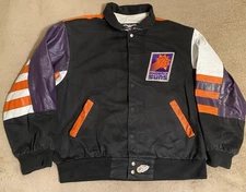 NBA Phoenix Suns Jeff Hamilton Leather Big Logo Jacket Mens Large  Vintage