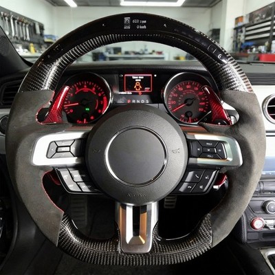 Carbon Fiber LED Alcantara Steering Wheel For 15-23 Ford Mustang GT with Heated