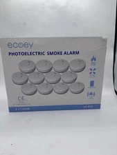 Ecoey Smoke Alarm Fire Detector, Battery Photoelectric Smoke Detector 12 PACK