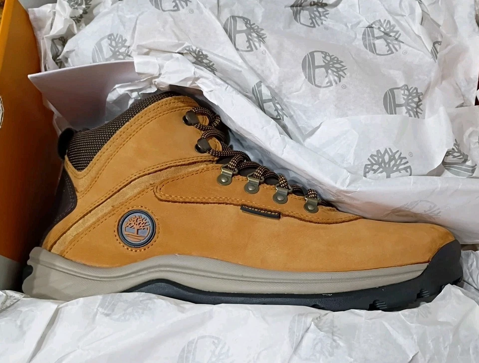 Timberland Hombres Blanco Cornisa Medio Impermeable Cuero Senderismo Botas Talla 10.5 TRIGO Foto 3 de 4