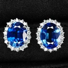 Sumptuous Royal Blue Sapphire 6.70Ct 925 Sterling Silver White Gold Earrings