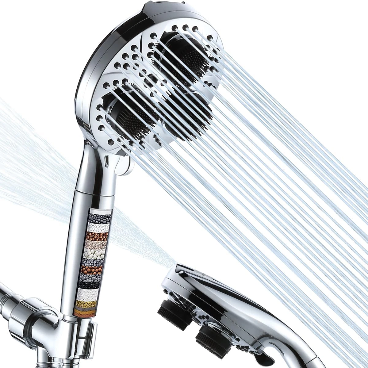 9-Spray Handheld Filtered Shower Head with Massage Function, Removes Chlorine &