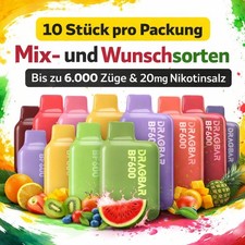 10 x Zovoo Dragbar BF600 E-Shisha bis 6000 Züge - Einweg Vape mit Nikotin Set