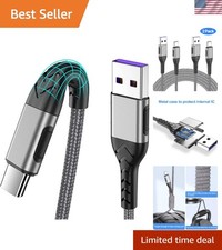 10ft Nylon Braided USB C Cable - Fast 3A Charging Data Sync for All Devices