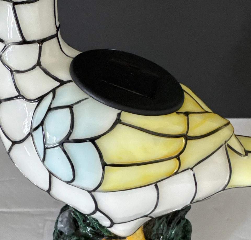 Solar Tiffany Duck Statue Plastic Display 10” Tall x 8” Long Tested Works Unique - Image 4 of 4