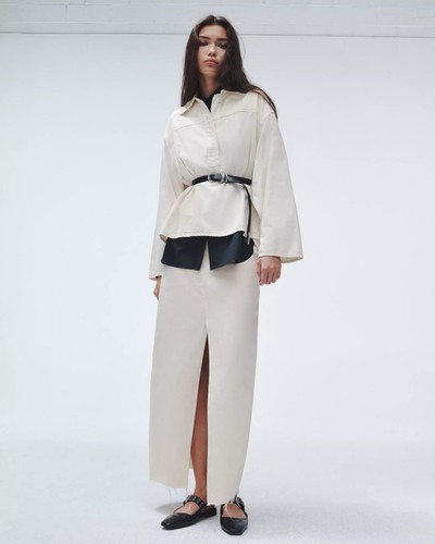 Gonna Rag & Bone 24 bianca denim Avery peso piuma denim maxi gonna $258 nuova con etichette - Foto 10 di 13