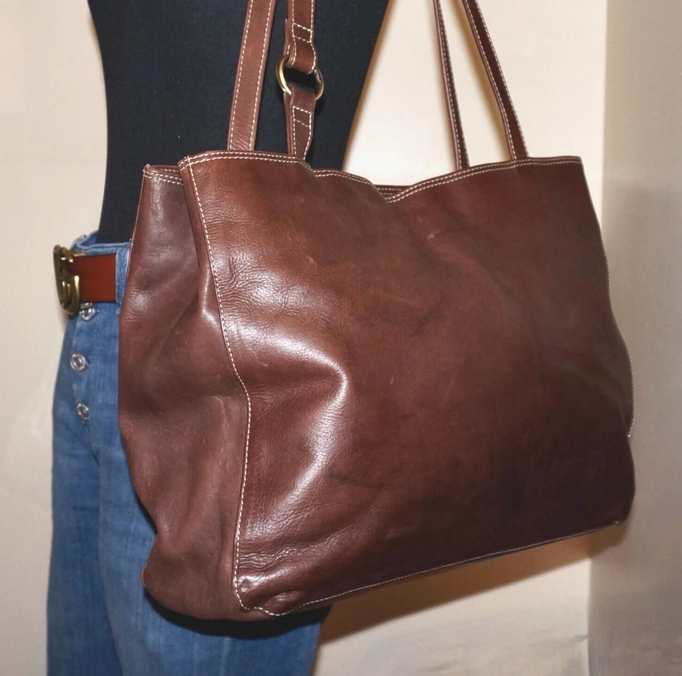 Bolso de Mano CHAOS Grande Cuero Marrón Attache' 11x14 Foto 2 de 4