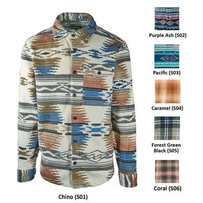 Billabong Men's Multicolour Fleece Furnace Flannel Printed DWR Overshirt Pocket