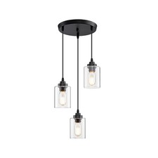 3-Light Pendant Lighting Fixture with Adjustable Cords and Clear Glass Shades