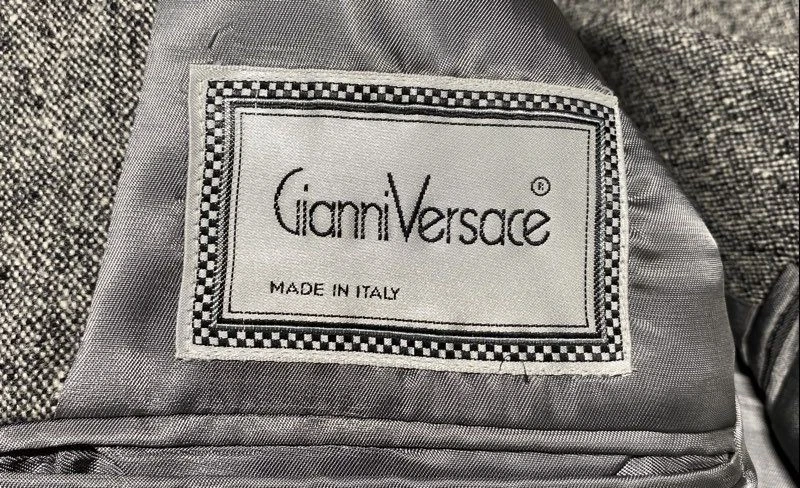 Versace Men's Gray Wool Double-Breasted Blazer Size 52 - Image 3 of 4