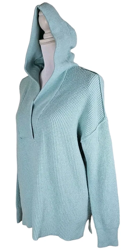Aerie~Woman Size XS/TP~Chunky Knit Sweater Oversized Boxy Hooded Wool Blend Cozy