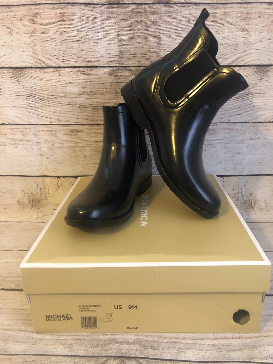 New michael kors MK Charm Rain Boots Shoes Black 9 | eBay