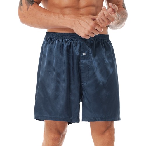 Men Shorts Silk Satin Boxer Pajamas Shorts Sleepwear Underwear Sleep Shorts - Picture 52 of 94