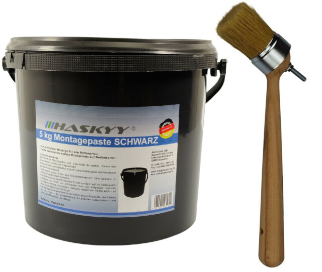 HASKYY® 5kg Reifenmontagepaste Montagewax Montagepaste SCHWARZ + Montagepinsel HASKYY® 5kg Reifenmontagepaste Montagewax Montagepaste SCHWARZ + Montagepinsel