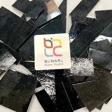 BLACK Stained Glass Scrap Pieces Sheets, Glass Mosaic Tiles - 1.5 LB