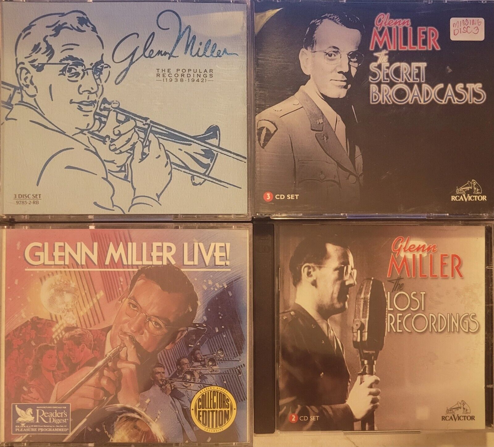 Lot of 16-CDs Glenn Miller Live Bluebird Lost Recordings Popular 1938-1942