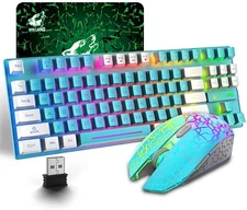Wireless Rechargeable Gaming Keyboard Mouse Set for Computer Laptop Rainbow LED